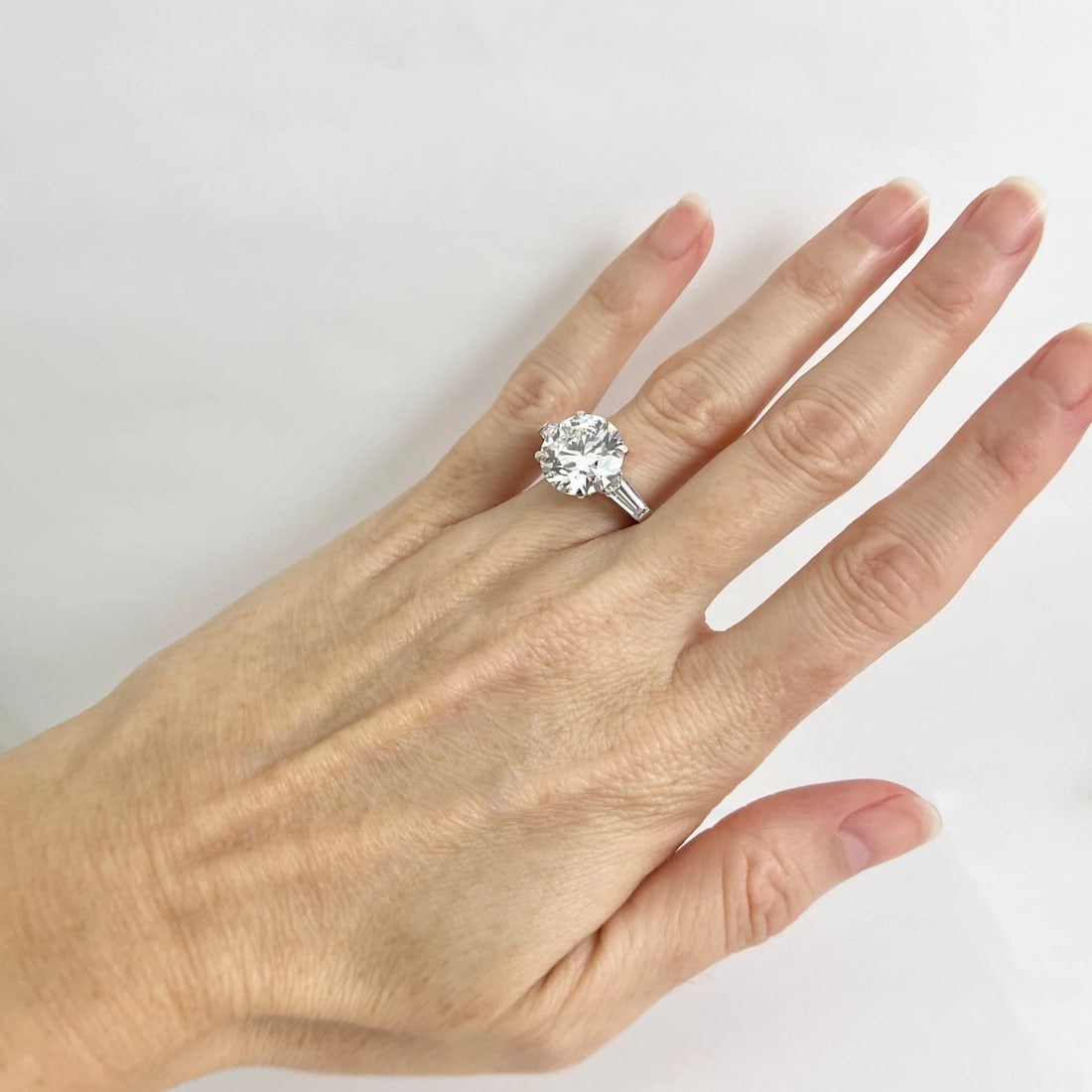 Round Lab-Created Diamond Engagement Ring 14K White Gold, 7.70 CTW - 4