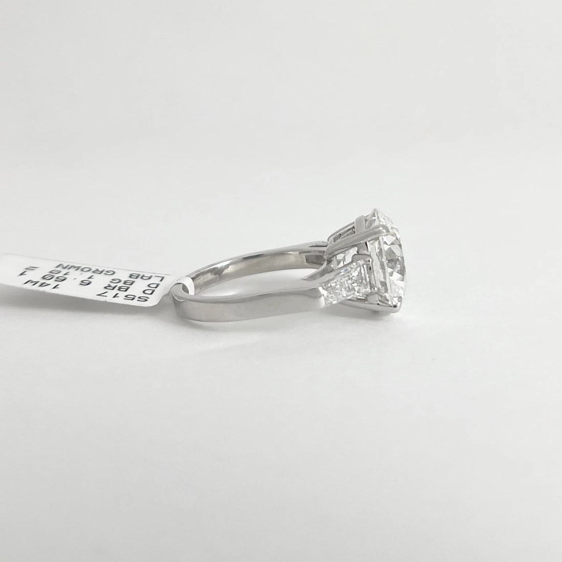 Round Lab-Created Diamond Engagement Ring 14K White Gold, 7.70 CTW - 6