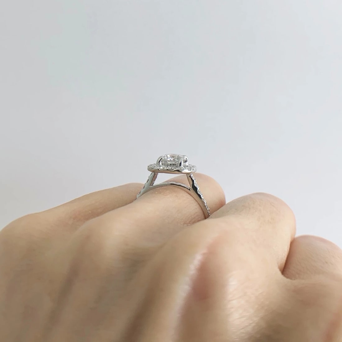 Cushion Halo Round Diamond Engagement Ring 14K White Gold 1.34 CTW - 5