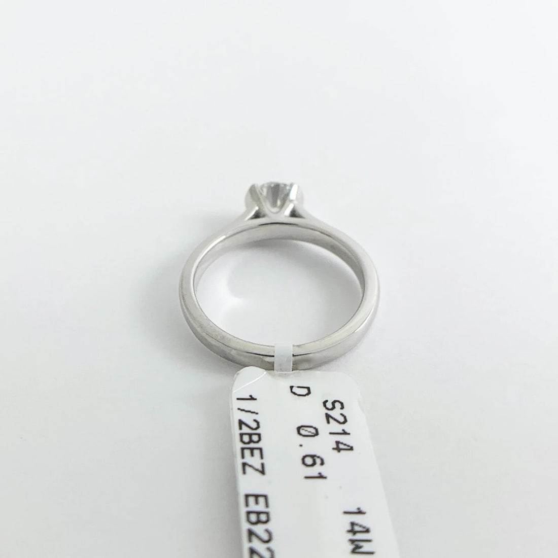 Round Half Bezel Solitaire Diamond Engagement Ring 14K White Gold .61 CT - 9