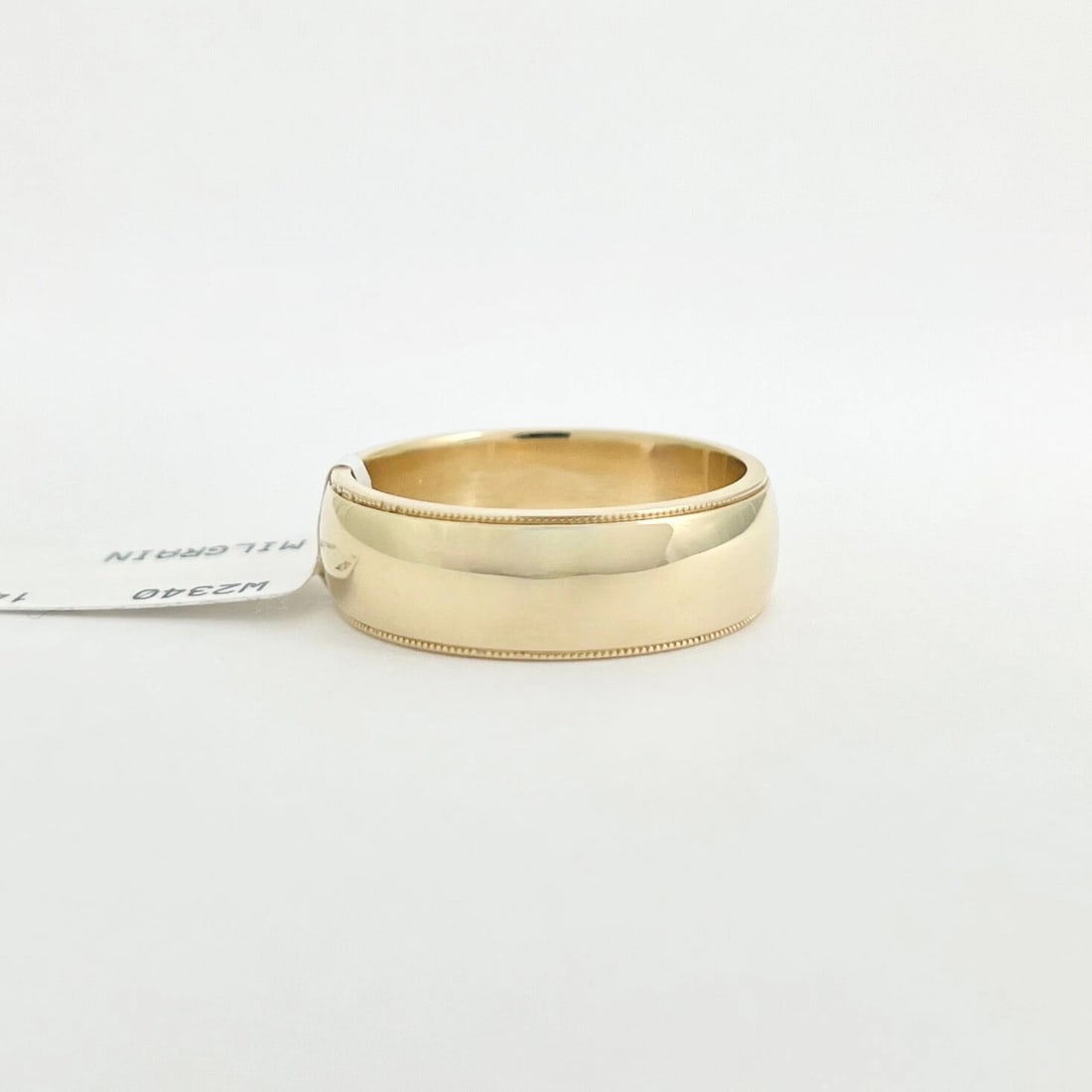 Men's Wide Milgrain Edge Wedding Band Ring 14K Yellow Gold, Size 11, 7.2 mm - 7