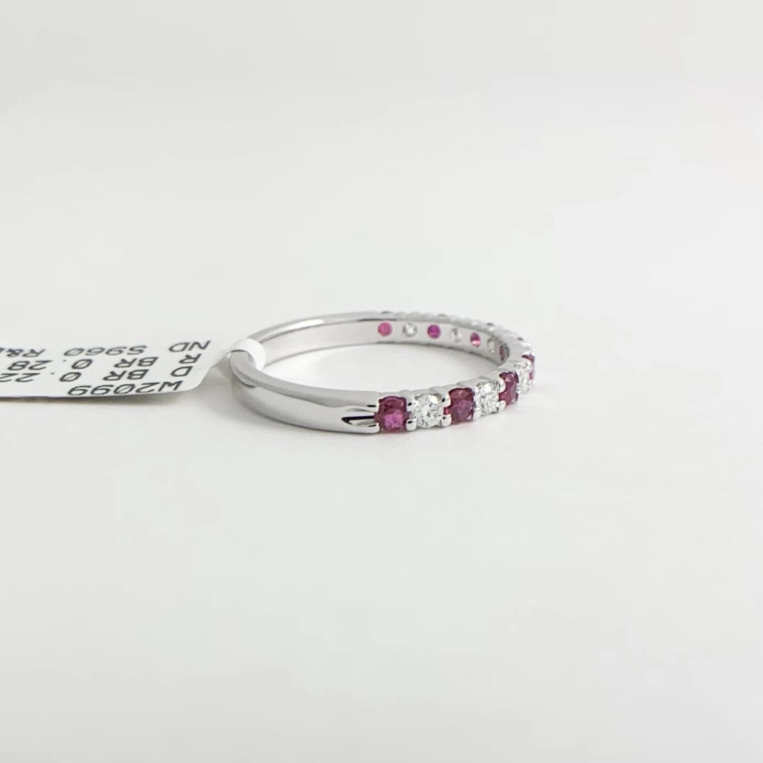 Ruby Diamond Ring Gemstone Wedding Band 14K White Gold, .49 CTW - 10