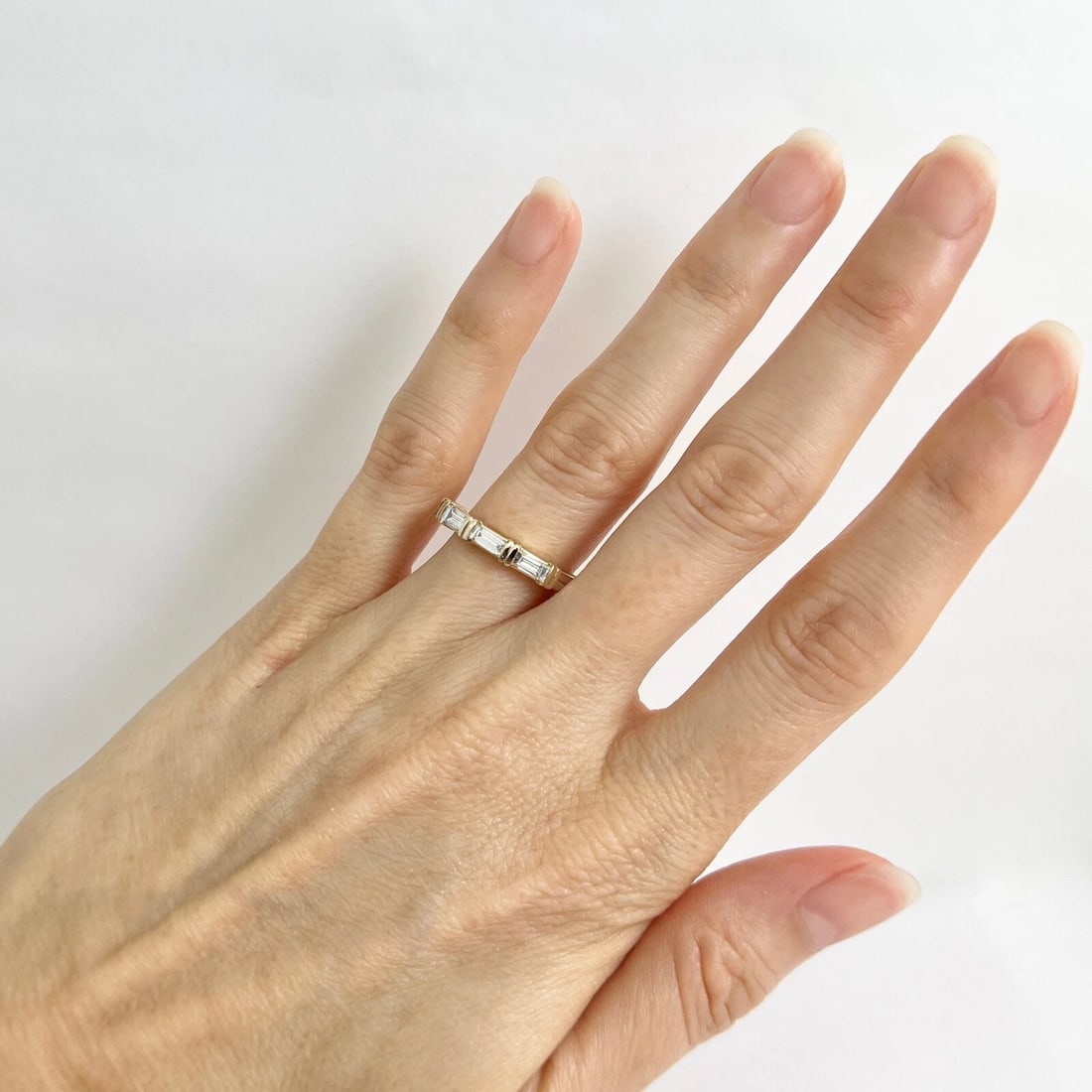 5-Stone Baguette Diamond Wedding Band Anniversary Ring 14K Yellow Gold, .75 CTW - 4