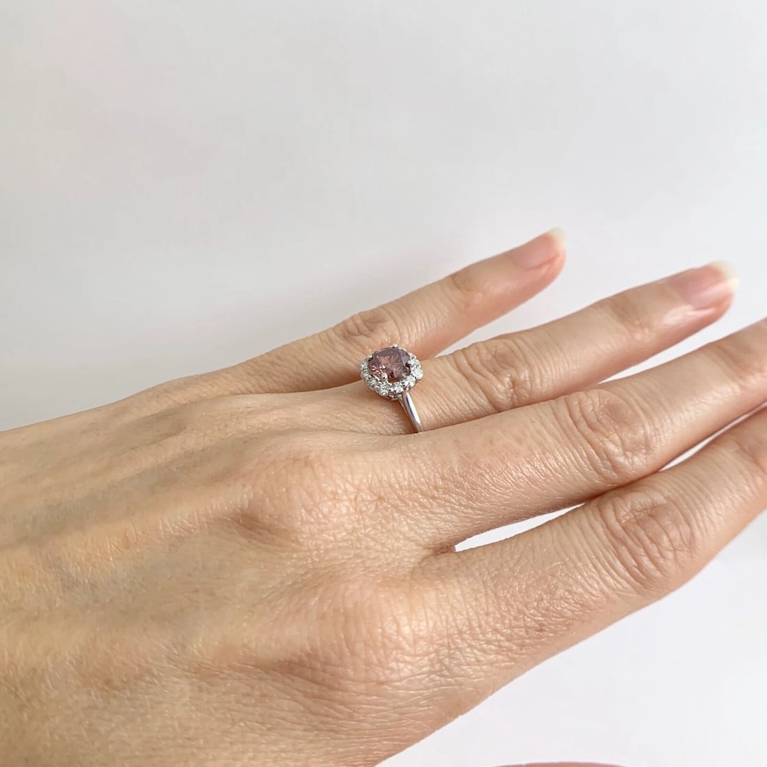 GIA Round Fancy Deep Pink Diamond Halo Engagement Ring 14K White Gold, 1.24 CTW - 4