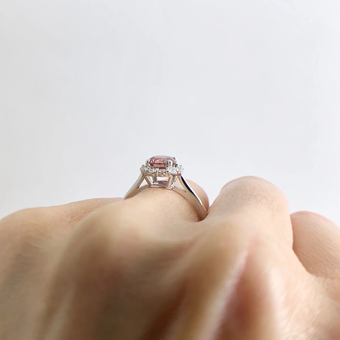 GIA Round Fancy Deep Pink Diamond Halo Engagement Ring 14K White Gold, 1.24 CTW - 5