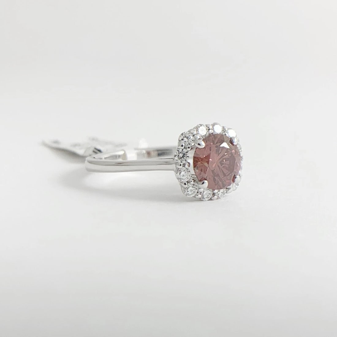 GIA Round Fancy Deep Pink Diamond Halo Engagement Ring 14K White Gold, 1.24 CTW - 7
