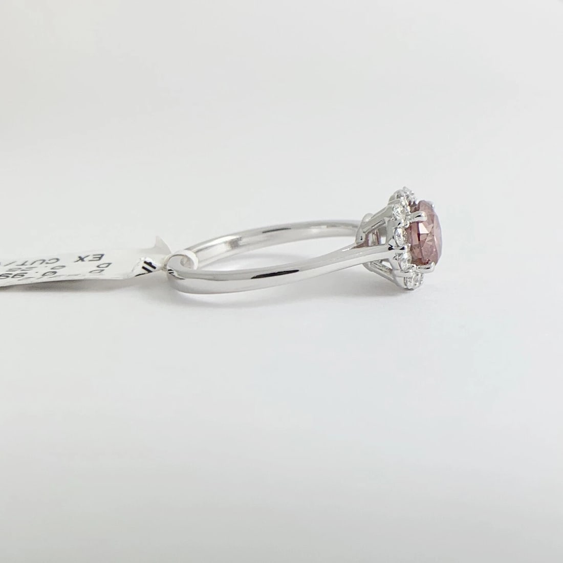 GIA Round Fancy Deep Pink Diamond Halo Engagement Ring 14K White Gold, 1.24 CTW - 8