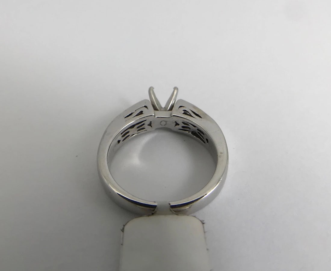 Baguette Channel-Set Diamond Engagement Ring Mounting 14K White Gold, .60 CTW - 7