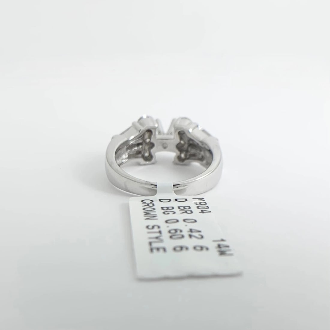 Round Baguette Diamond Engagement Ring Setting Mounting 14K White Gold 1.02 CTW - 9