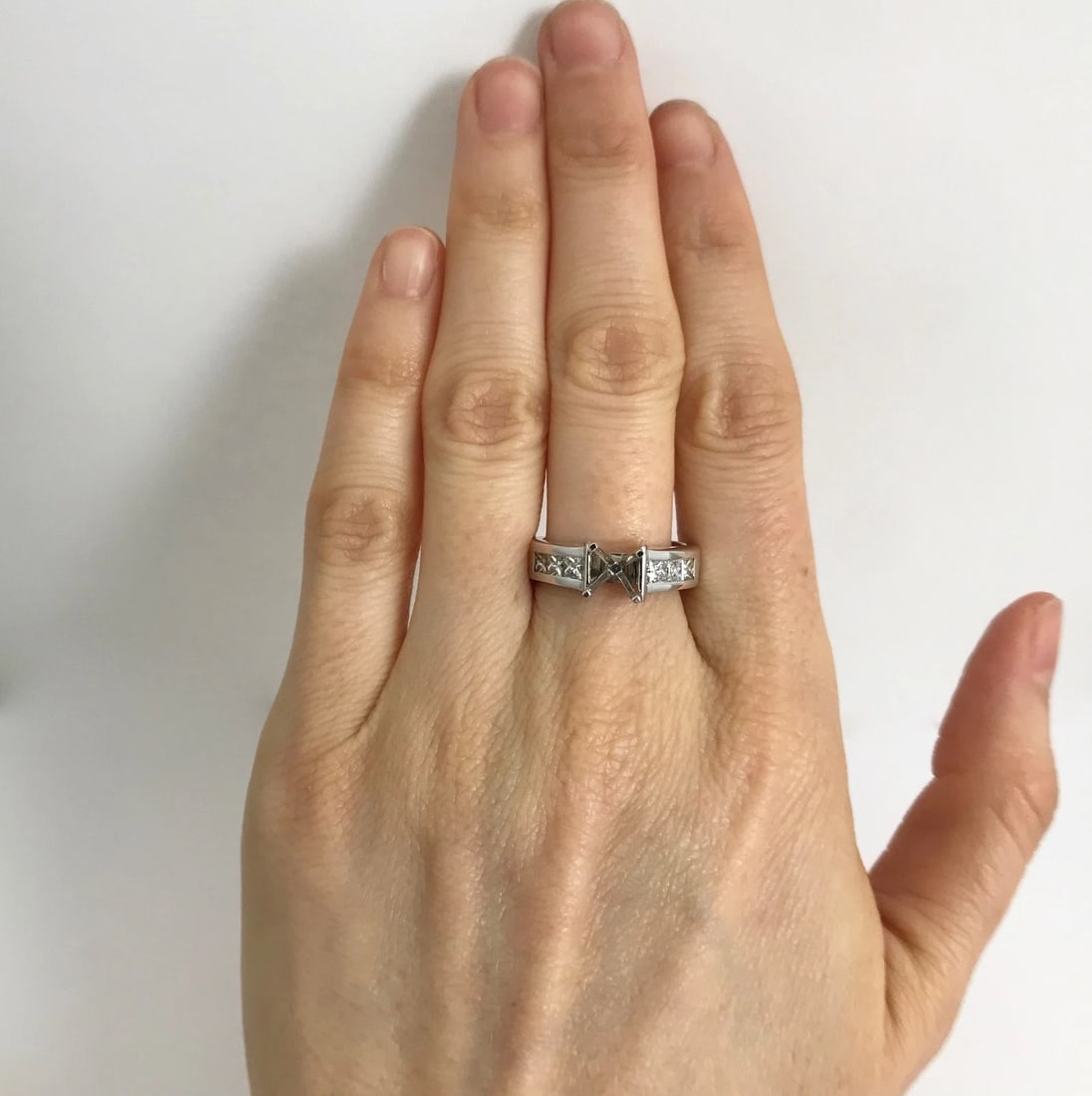 Princess Channel-Set Diamond Engagement Ring Mounting 14K White Gold, .60 CTW - 3