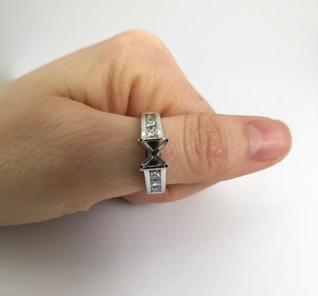 Princess Channel-Set Diamond Engagement Ring Mounting 14K White Gold, .60 CTW - 4