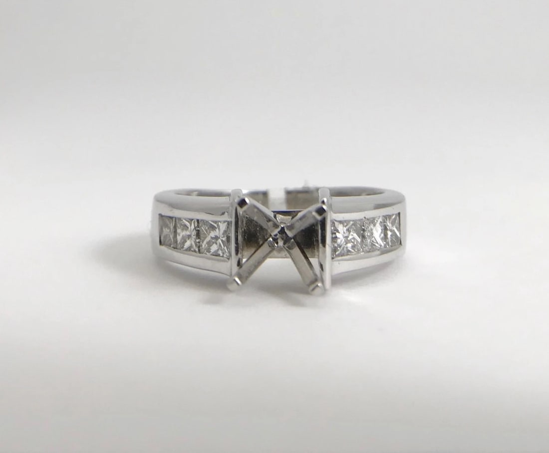 Princess Channel-Set Diamond Engagement Ring Mounting 14K White Gold, .60 CTW - 5