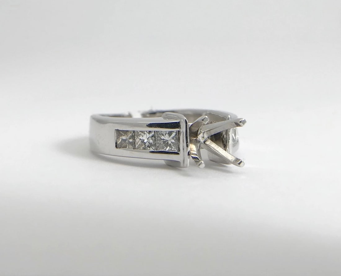 Princess Channel-Set Diamond Engagement Ring Mounting 14K White Gold, .60 CTW - 7