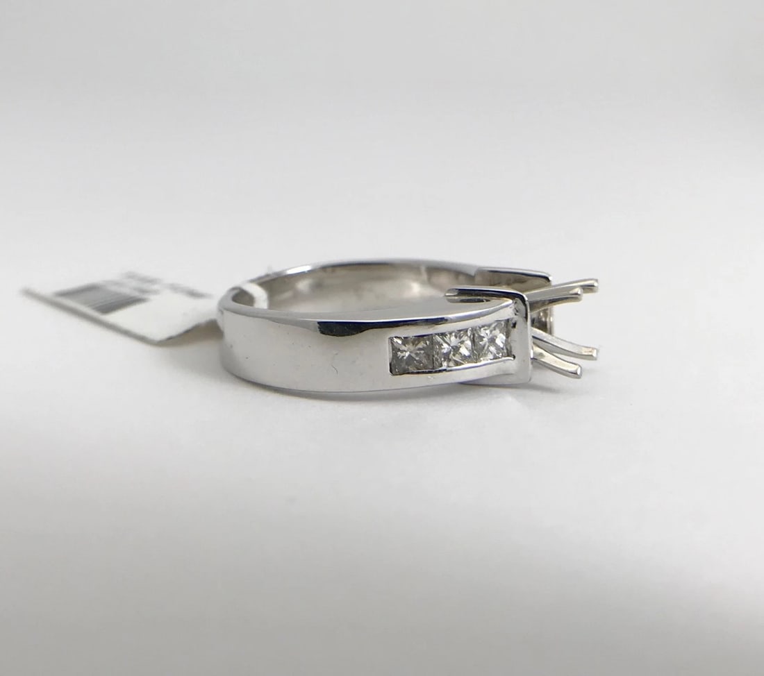 Princess Channel-Set Diamond Engagement Ring Mounting 14K White Gold, .60 CTW - 8