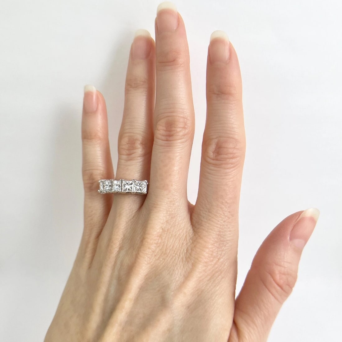 5-Stone Princess Cut Diamond Wedding Band Anniversary Ring 14K White Gold 2.59 T - 4