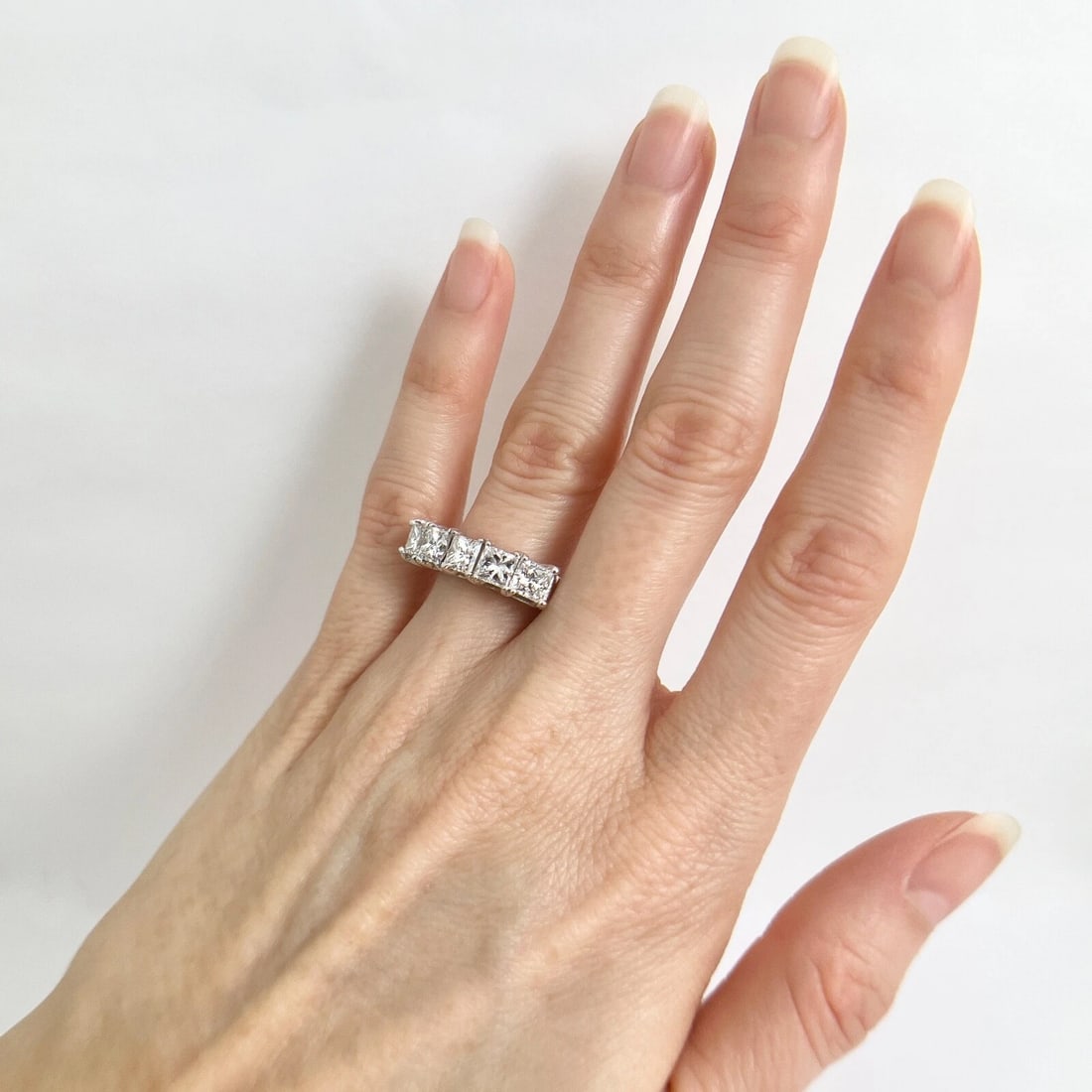 5-Stone Princess Cut Diamond Wedding Band Anniversary Ring 14K White Gold 2.59 T - 7