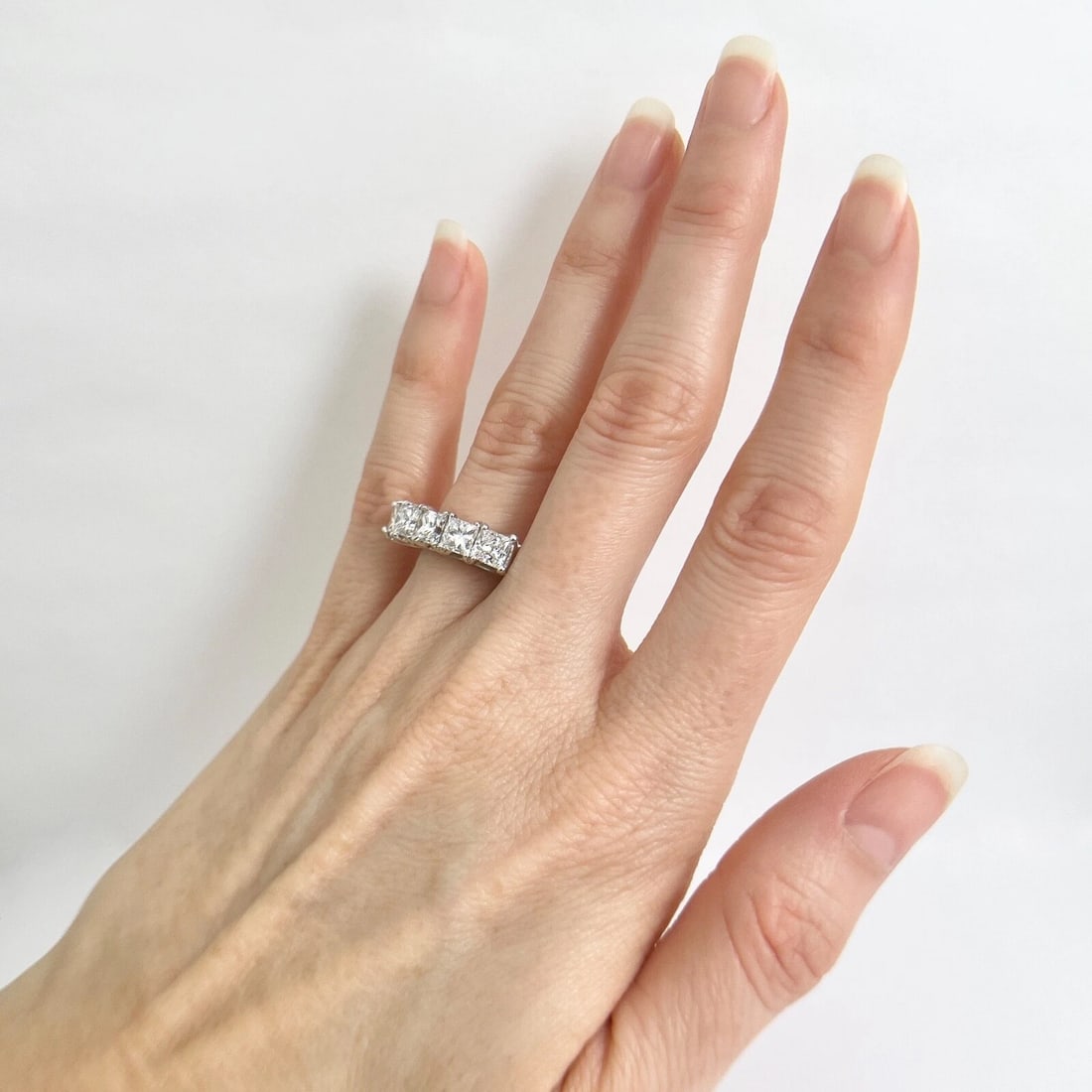 5-Stone Princess Cut Diamond Wedding Band Anniversary Ring 14K White Gold 2.59 T - 8