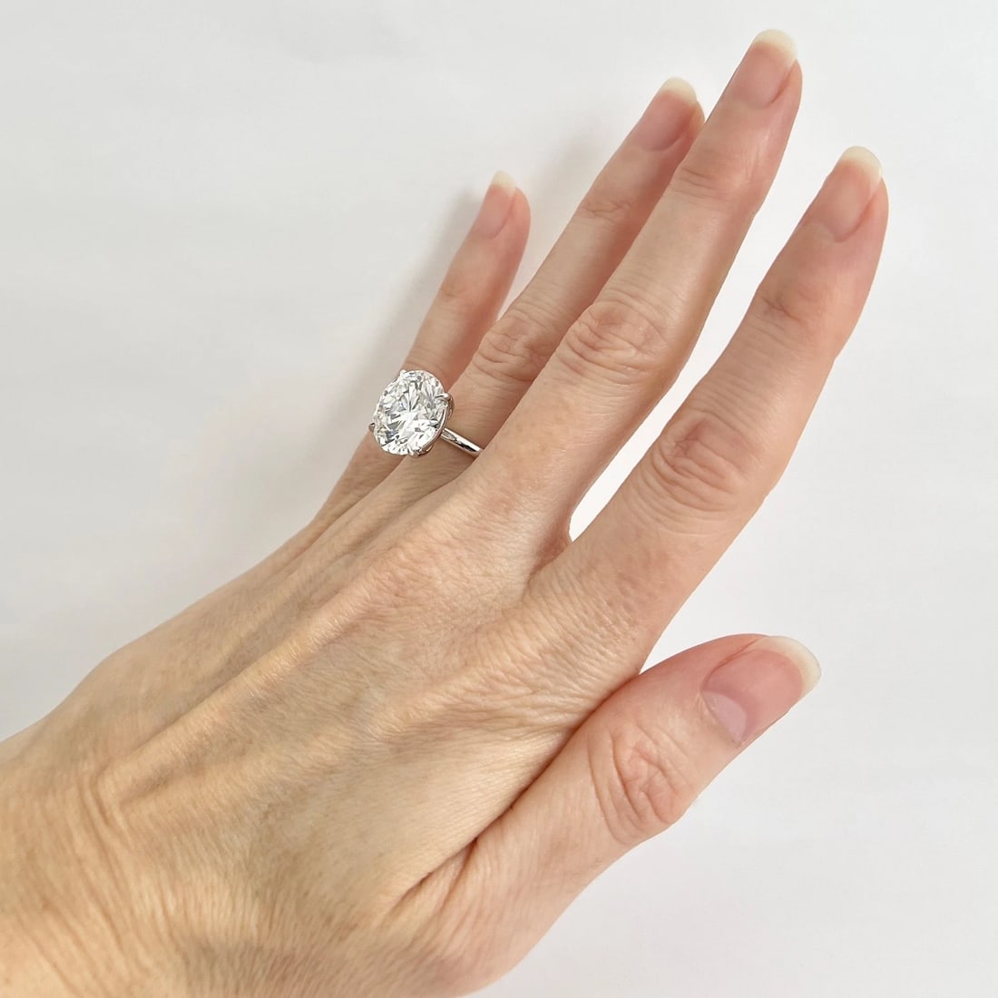 Round Lab-Created Diamond Solitaire Engagement Ring 14K White Gold, 9.08 CT - 4