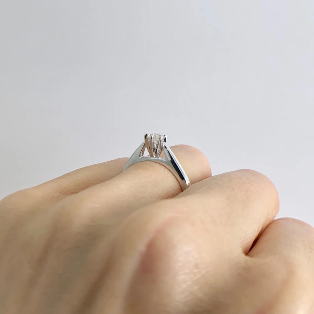 Round 6-Prong Solitaire Diamond Platinum Engagement Ring .38 CT, 5.32 Grams - 5