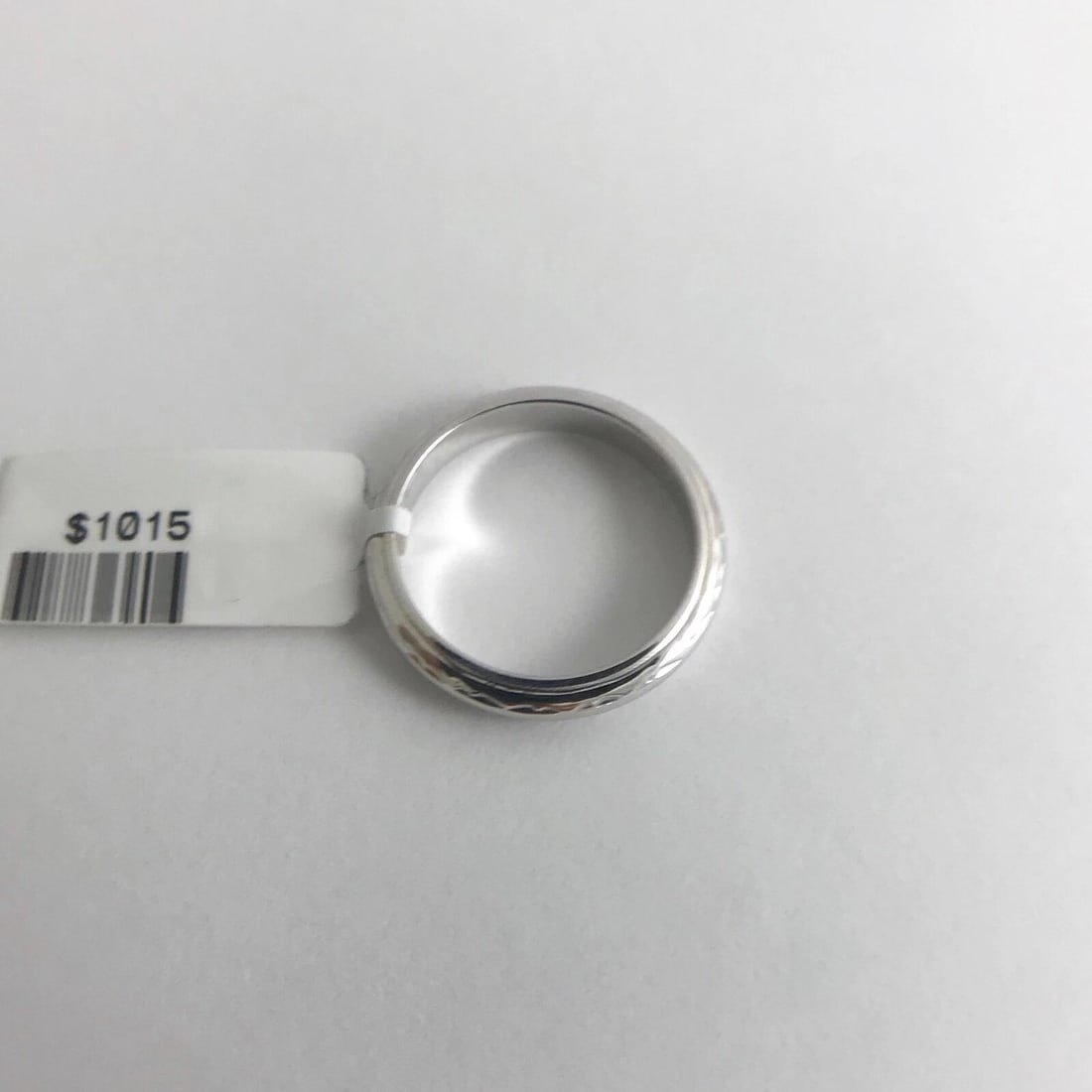 Etched Milgrain Wedding Band Ring 14K White Gold, Size 6.25, 3.5 mm, 3.62 Grams - 9