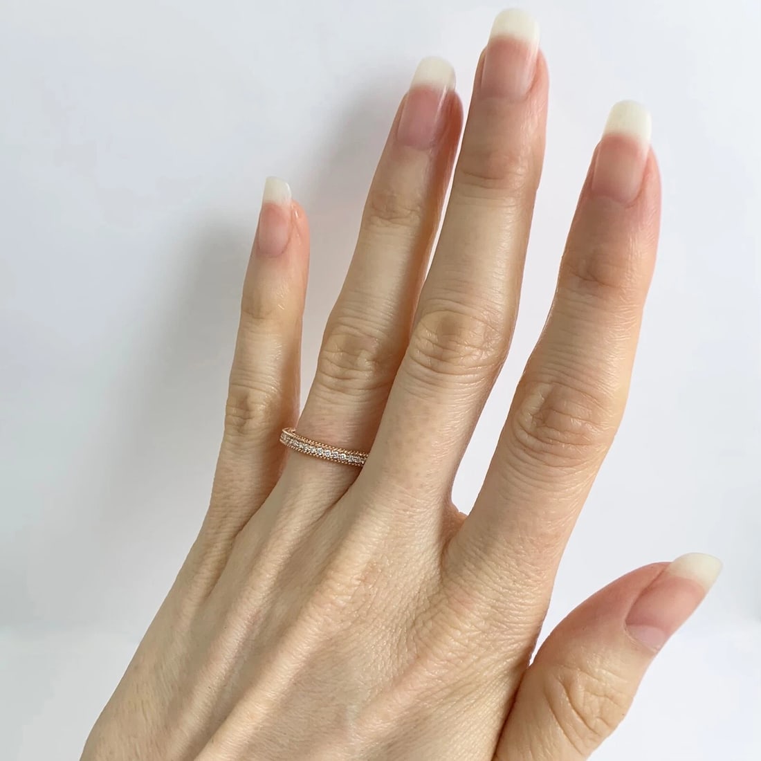 Round Diamond Milgrain Wedding Band Ring 14K Pink Rose Gold .25 CTW - 4