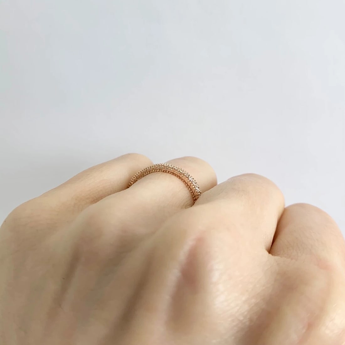 Round Diamond Milgrain Wedding Band Ring 14K Pink Rose Gold .25 CTW - 5