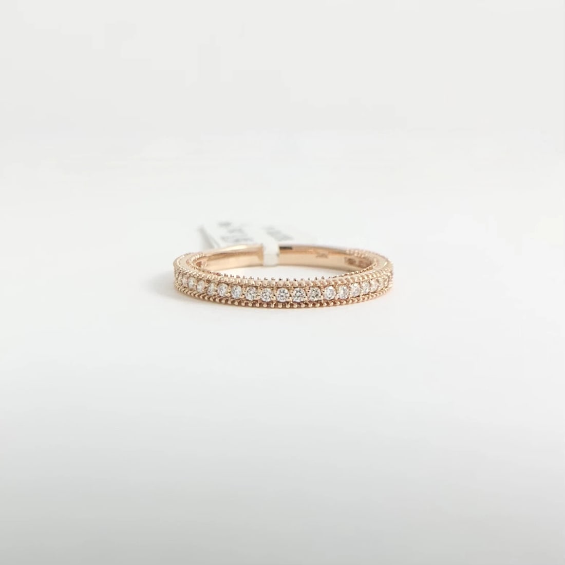 Round Diamond Milgrain Wedding Band Ring 14K Pink Rose Gold .25 CTW - 6