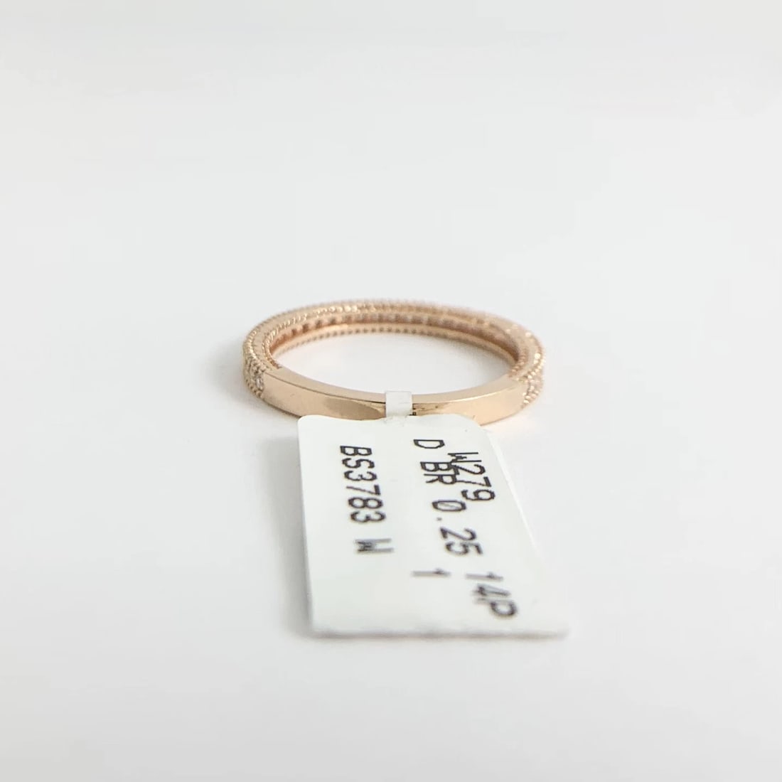 Round Diamond Milgrain Wedding Band Ring 14K Pink Rose Gold .25 CTW - 8