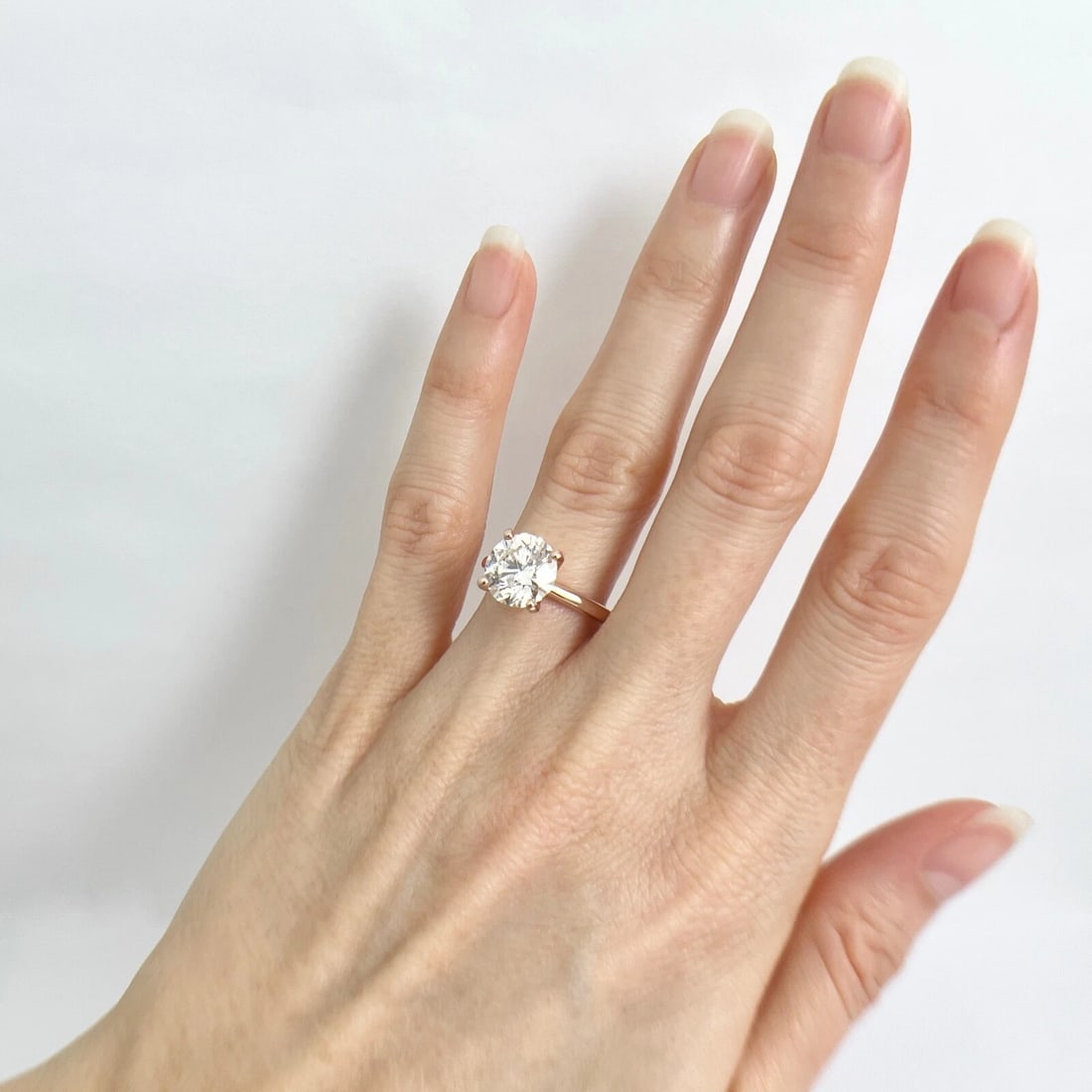 Round Solitaire Diamond 4-Prong Engagement Ring 14K Pink Rose Gold, 2.90 CT - 6