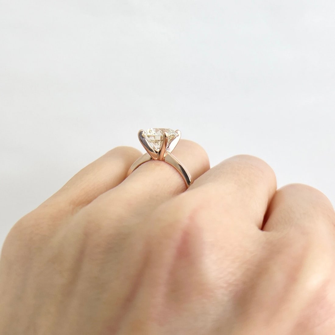 Round Solitaire Diamond 4-Prong Engagement Ring 14K Pink Rose Gold, 2.90 CT - 7