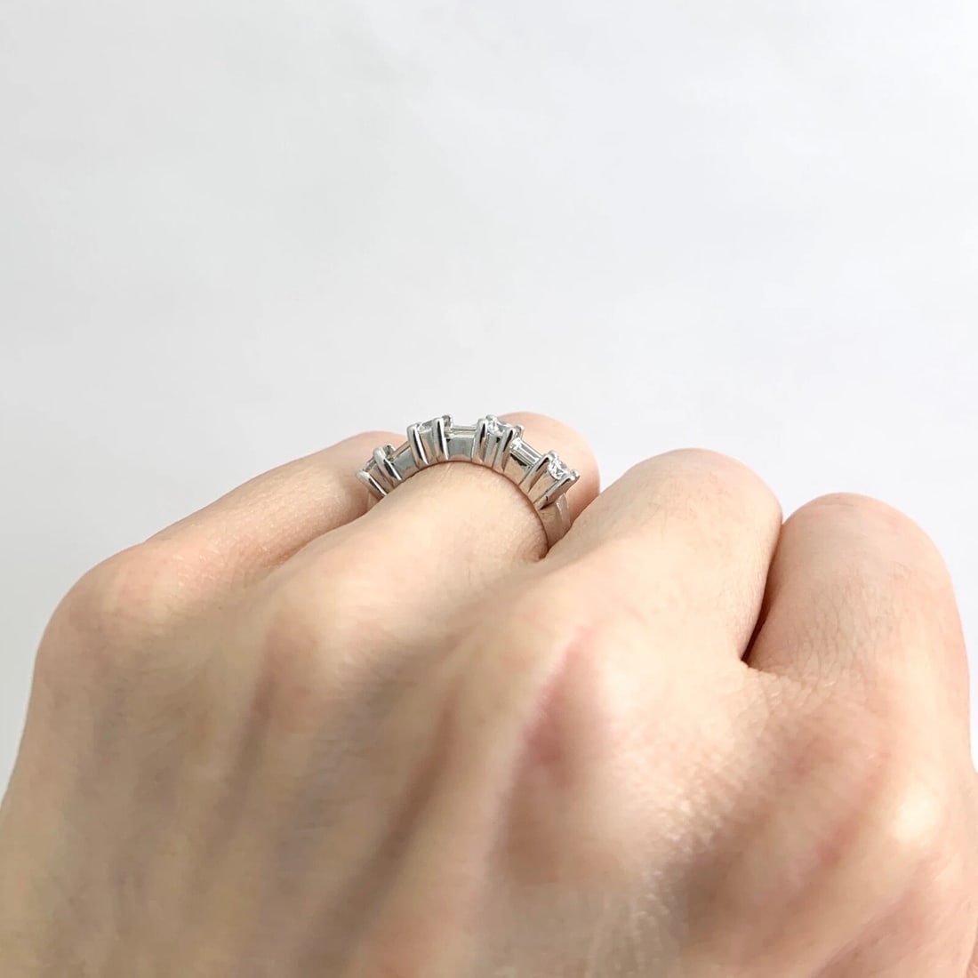 Baguette Round Diamond Wedding Band Ring 14K White Gold, 1.04 CTW - 5