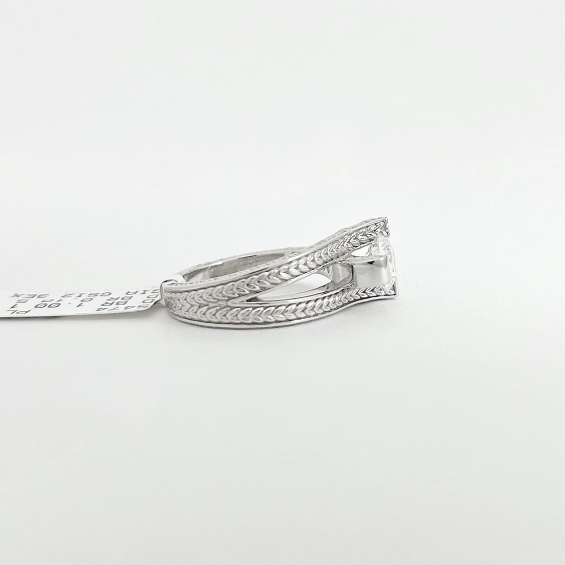 GIA Round Diamond Channel-Set Asymmetrical Engagement Ring Palladium, 1.10 CTW - 7