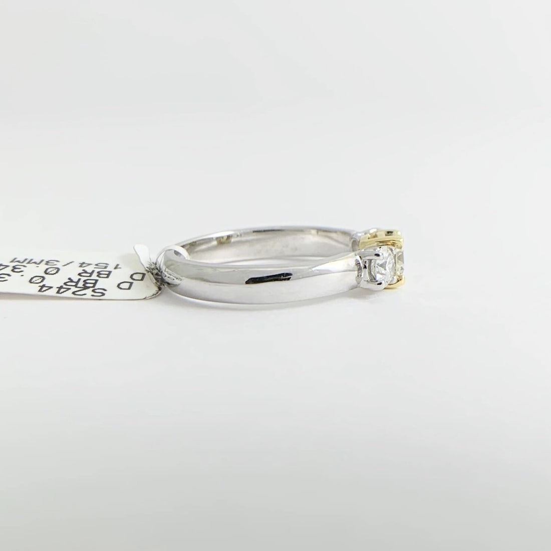 Round 3-Stone Light Yellow Diamond Engagement Ring 18K White Yellow Gold .70 CTW - 9