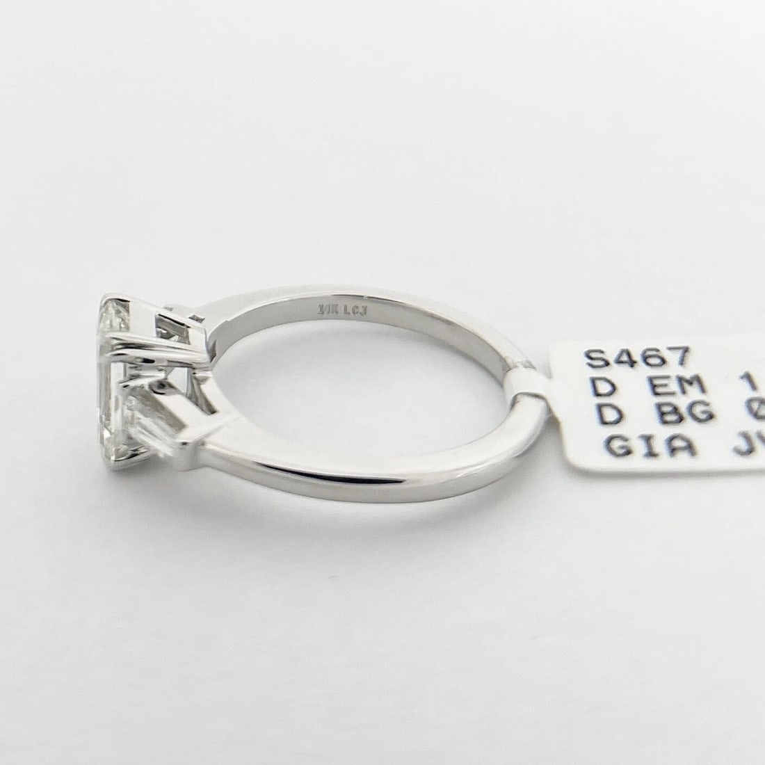 GIA Emerald Cut Baguette Diamond Engagement Ring 14K White Gold, 1.80 CTW - 10