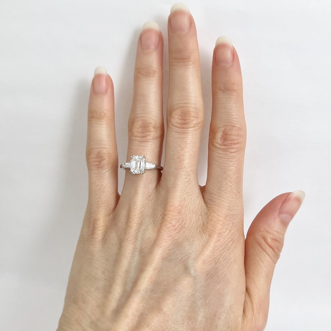 GIA Emerald Cut Baguette Diamond Engagement Ring 14K White Gold, 1.80 CTW - 2