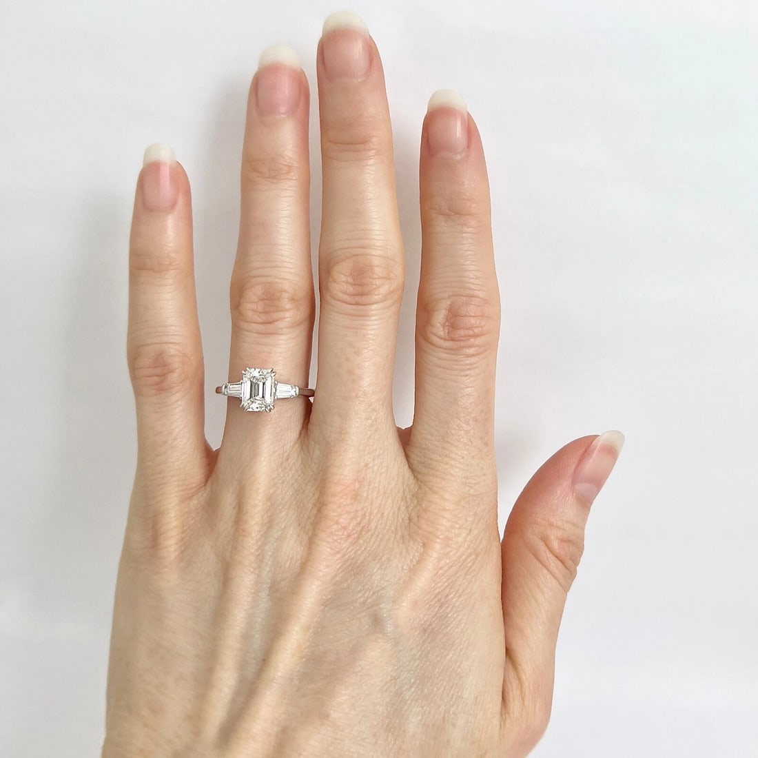 GIA Emerald Cut Baguette Diamond Engagement Ring 14K White Gold, 1.80 CTW - 3