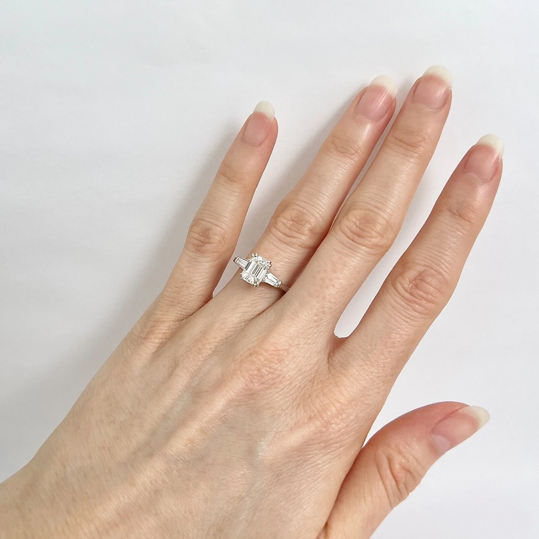 GIA Emerald Cut Baguette Diamond Engagement Ring 14K White Gold, 1.80 CTW - 6