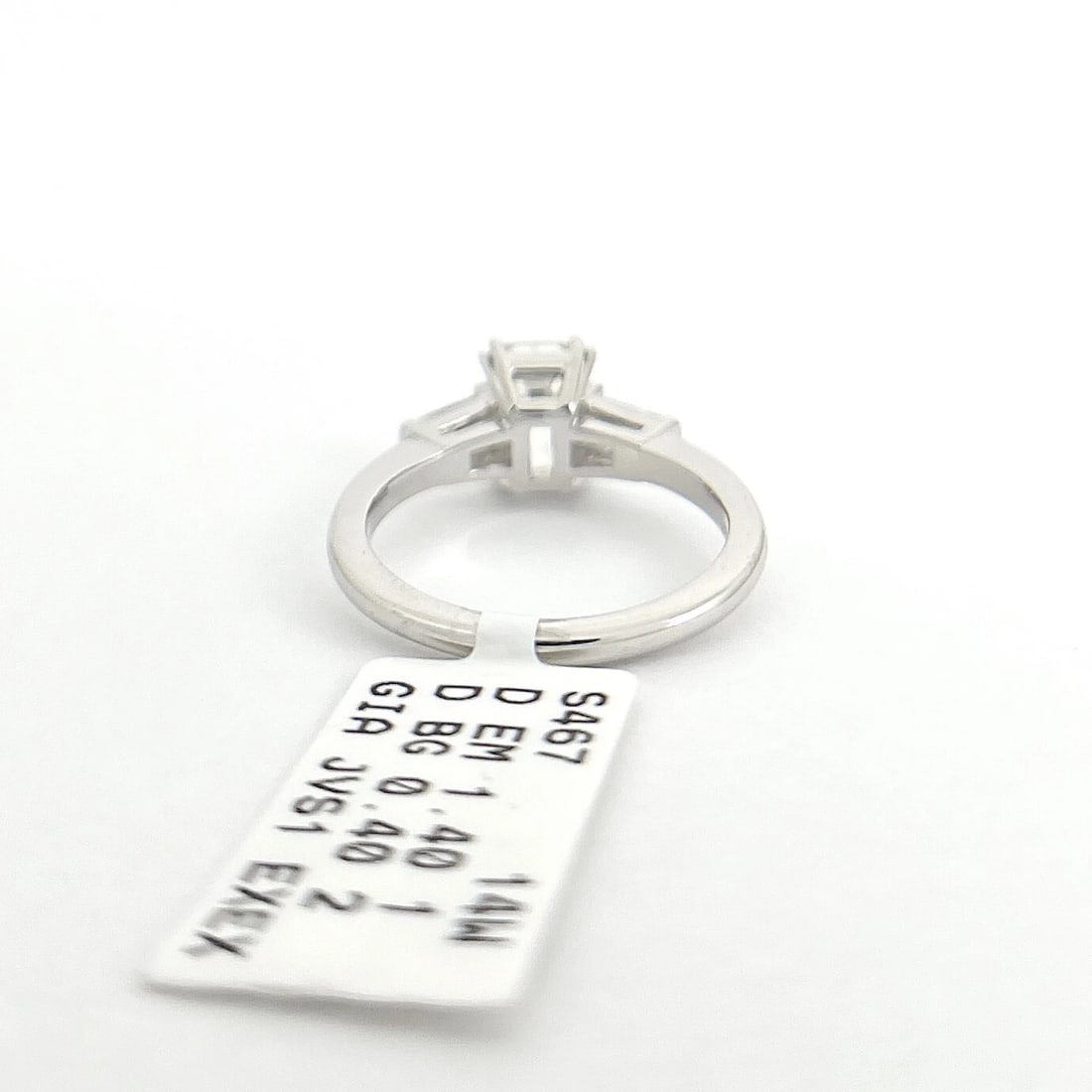 GIA Emerald Cut Baguette Diamond Engagement Ring 14K White Gold, 1.80 CTW - 9