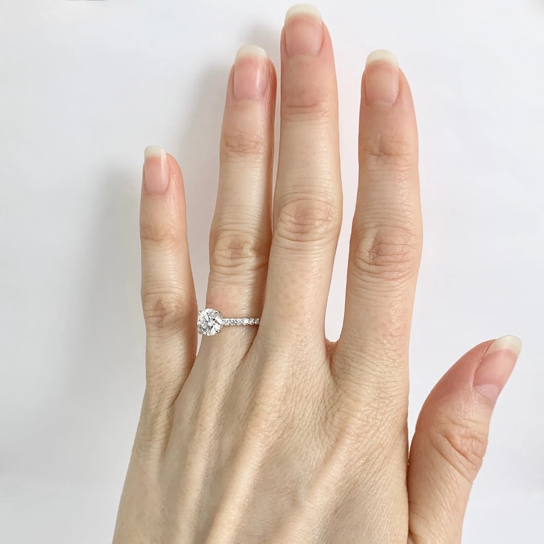 GIA Round Solitaire Diamond Thin Band Engagement Ring 14K White Gold, 1.15 CTW - 2