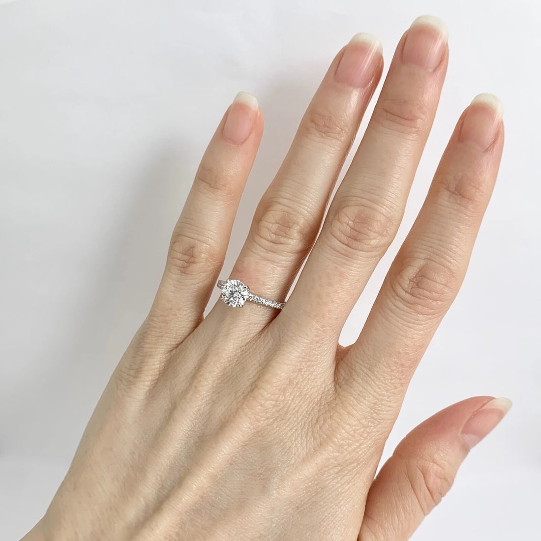 GIA Round Solitaire Diamond Thin Band Engagement Ring 14K White Gold, 1.15 CTW - 3