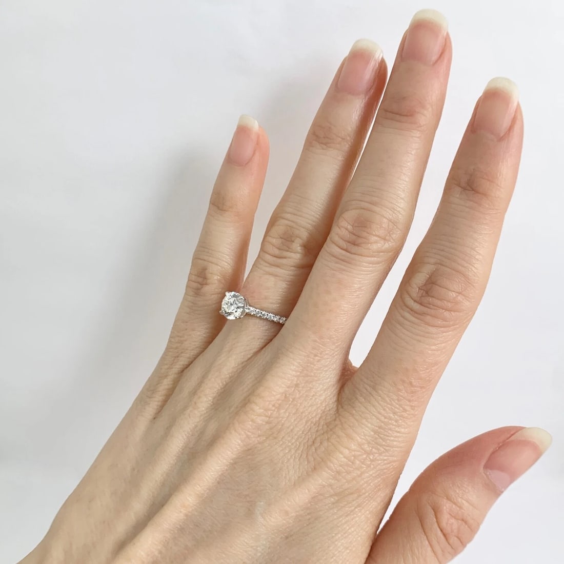 GIA Round Solitaire Diamond Thin Band Engagement Ring 14K White Gold, 1.15 CTW - 4