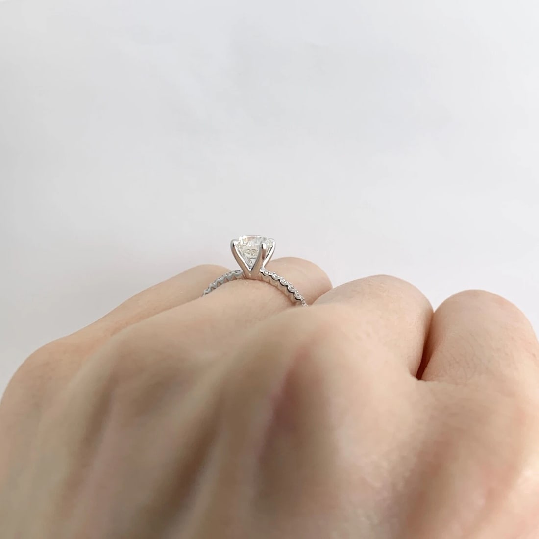 GIA Round Solitaire Diamond Thin Band Engagement Ring 14K White Gold, 1.15 CTW - 6