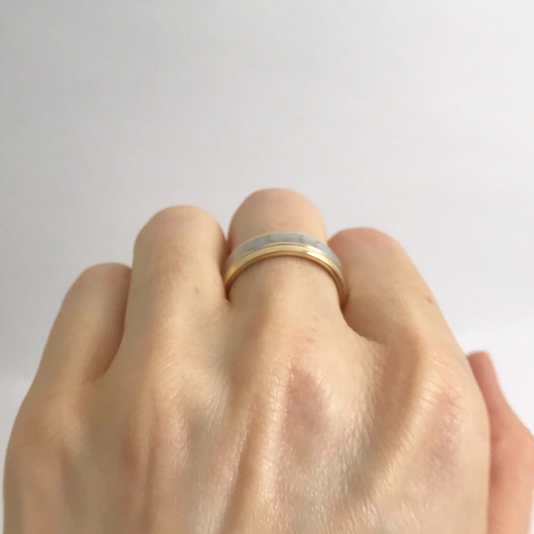 Men's Two-Tone Wedding Band Ring 14K Yellow White Gold Size 8, 5.9 mm, 7.6 Grams - 6