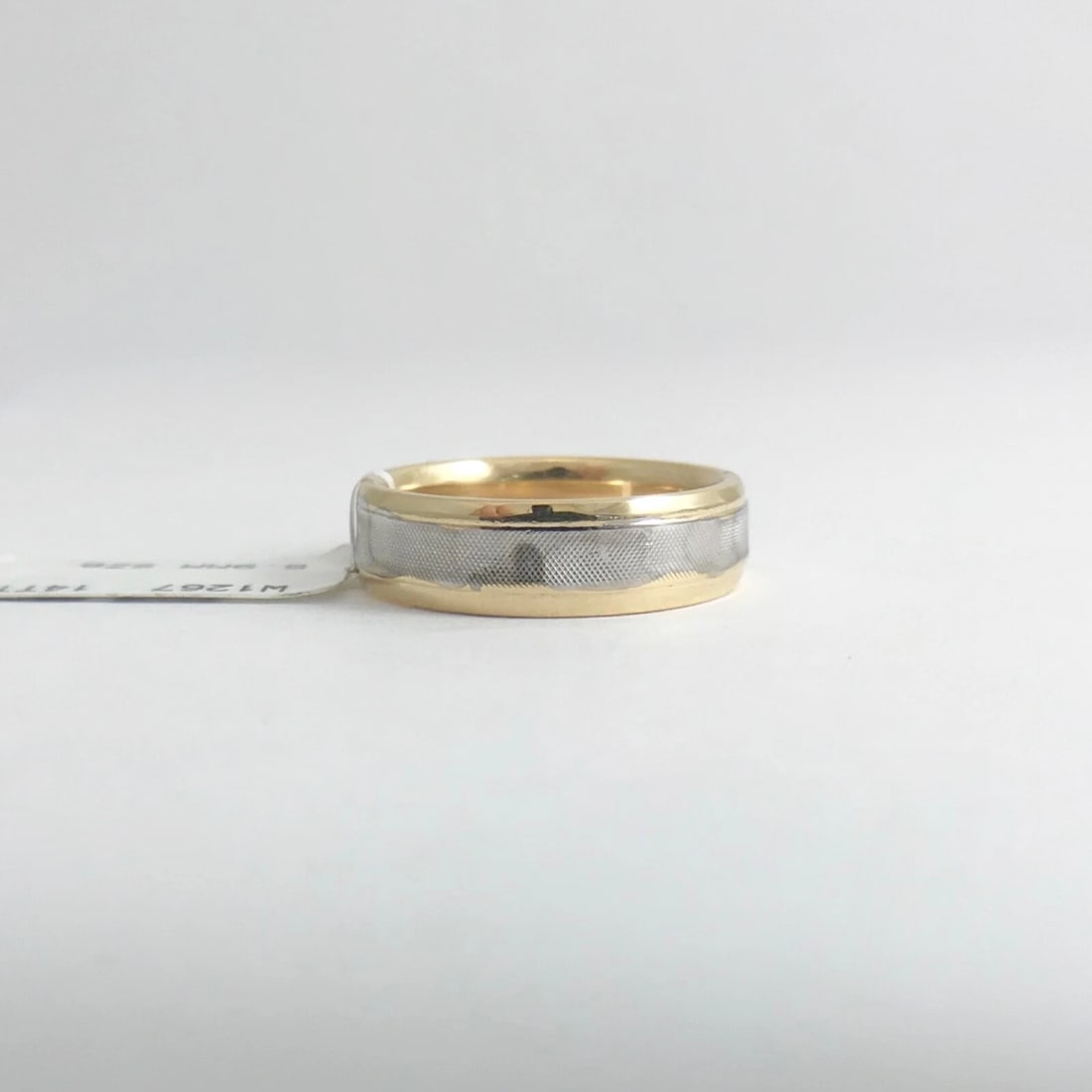 Men's Two-Tone Wedding Band Ring 14K Yellow White Gold Size 8, 5.9 mm, 7.6 Grams - 9