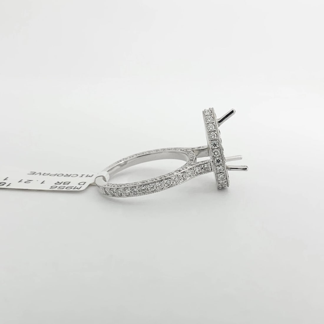 Pear Halo Diamond Engagement Ring Setting Mounting 18K White Gold 1.21 CTW - 7