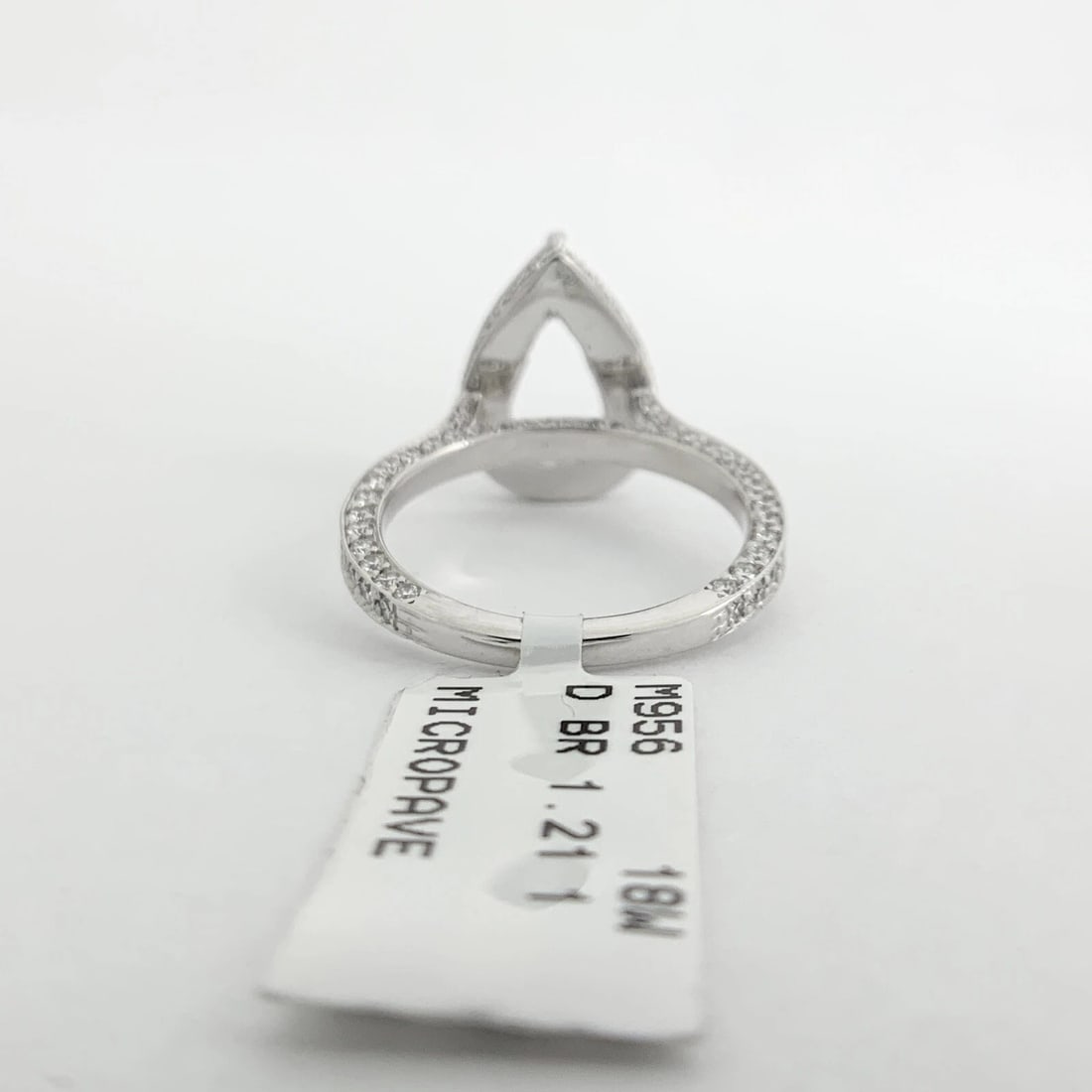 Pear Halo Diamond Engagement Ring Setting Mounting 18K White Gold 1.21 CTW - 8