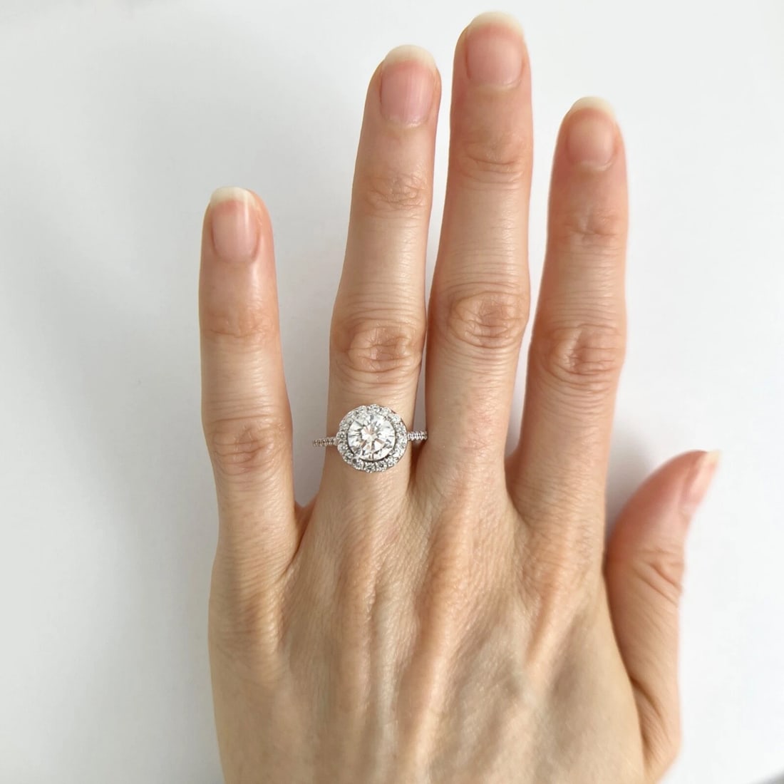 Round Halo Diamond Engagement Ring Setting Mounting 14K White Gold .55 CTW - 5