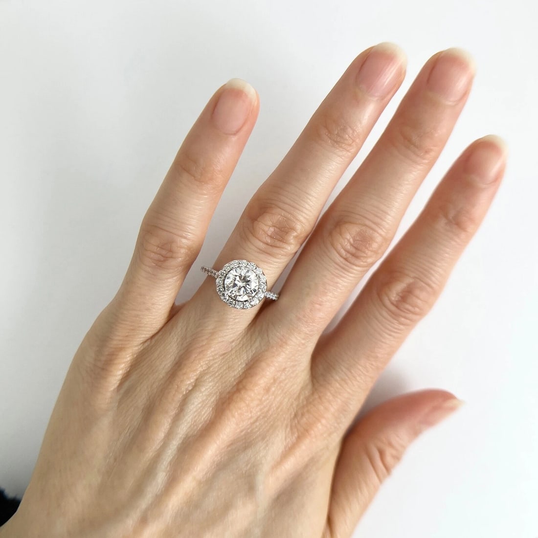 Round Halo Diamond Engagement Ring Setting Mounting 14K White Gold .55 CTW - 6