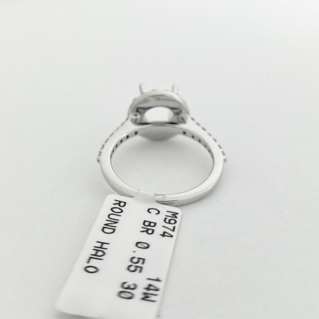 Round Halo Diamond Engagement Ring Setting Mounting 14K White Gold .55 CTW - 8