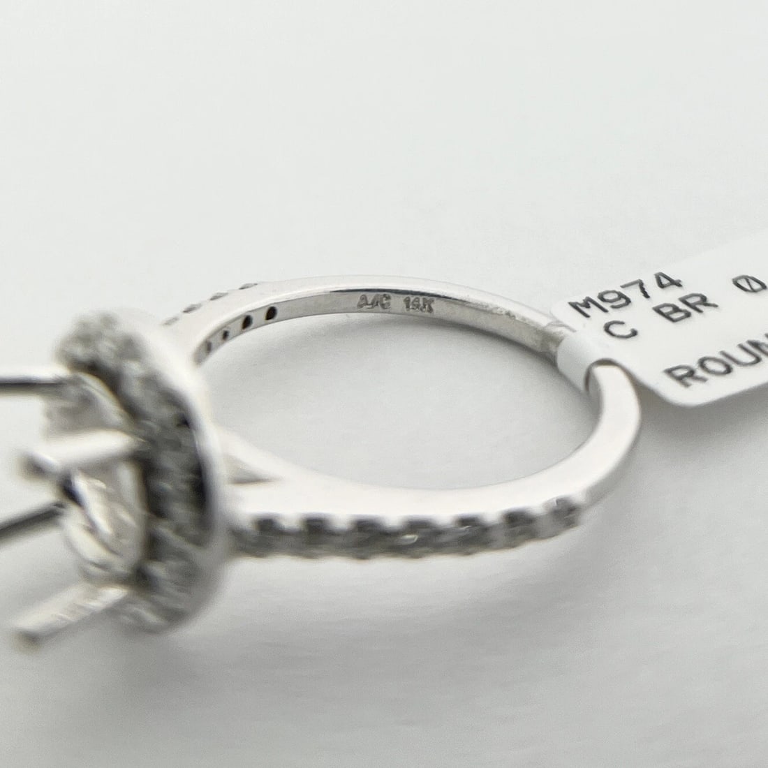 Round Halo Diamond Engagement Ring Setting Mounting 14K White Gold .55 CTW - 9